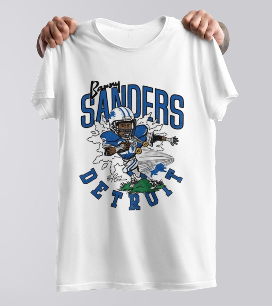 Barry Sanders Detroit Lions Caricature Player NFL Football Legend T-Shirt