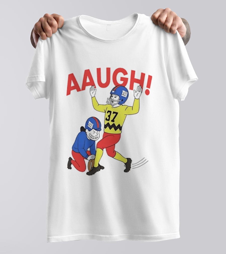 Charlie Brown New York Giants AAUGH Football 37 Peanuts Comic T-Shirt