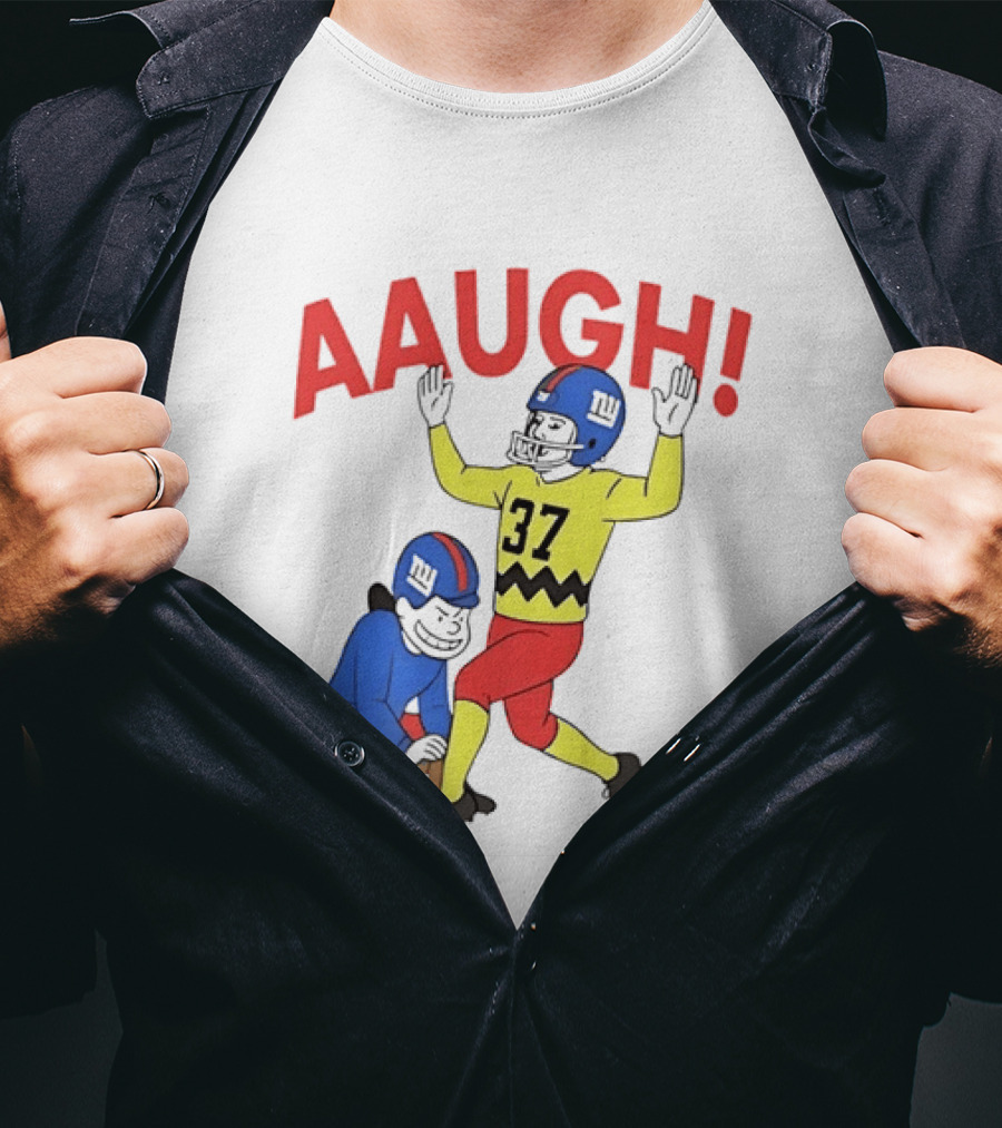 Charlie Brown New York Giants AAUGH Football 37 Peanuts Comic T-Shirt