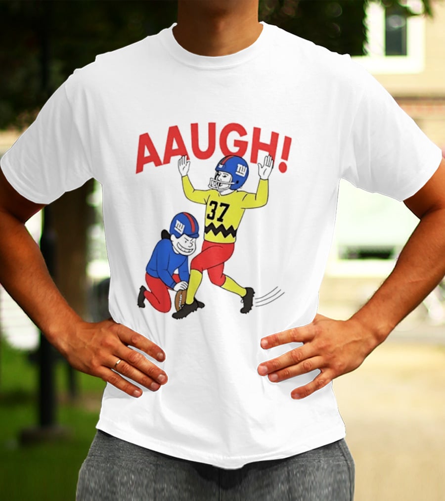 Charlie Brown New York Giants AAUGH Football 37 Peanuts Comic T-Shirt
