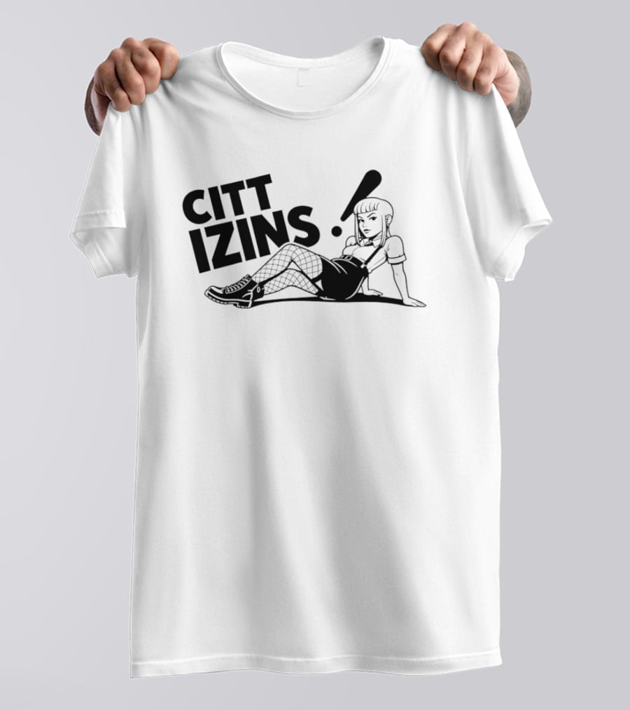 Citt Izins Pin Up Girl Fishnet Punk Style Alternative Fashion T-Shirt
