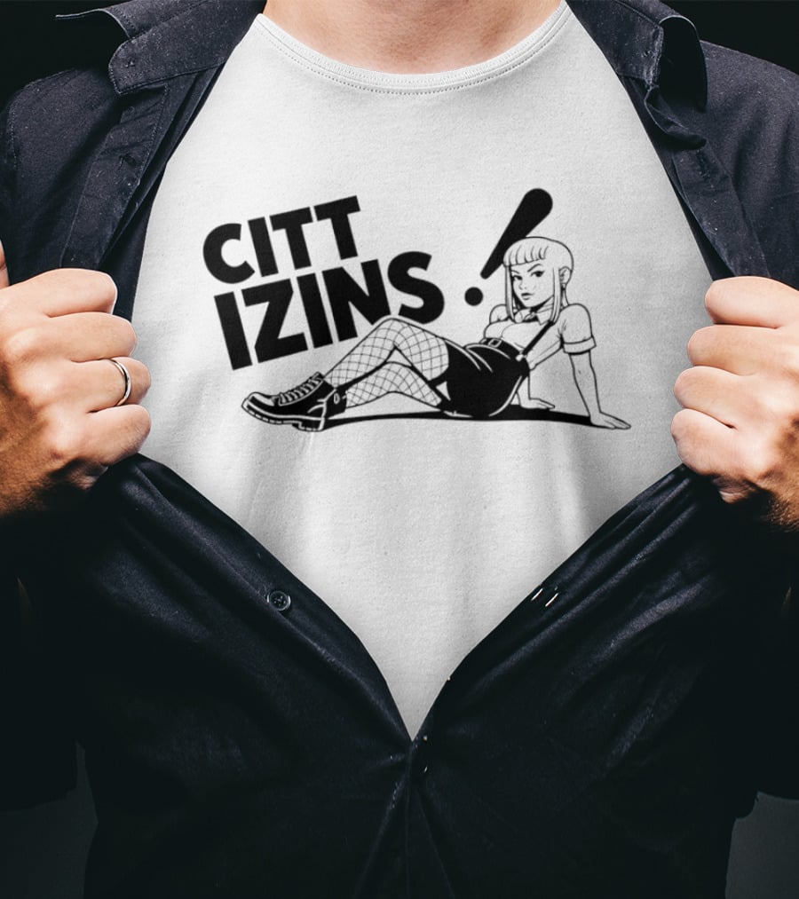 Citt Izins Pin Up Girl Fishnet Punk Style Alternative Fashion T-Shirt
