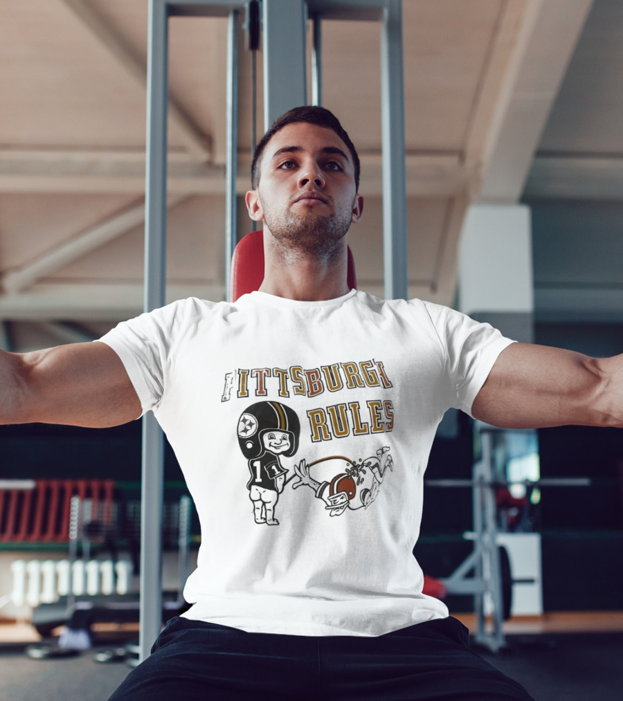 Pittsburgh Rules Football Helmet Kid Kicking Rival Team T-Shirt
