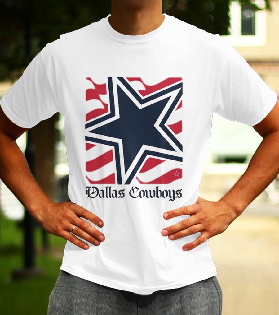 Dallas Cowboys Star With Red Background Stripes T-Shirt