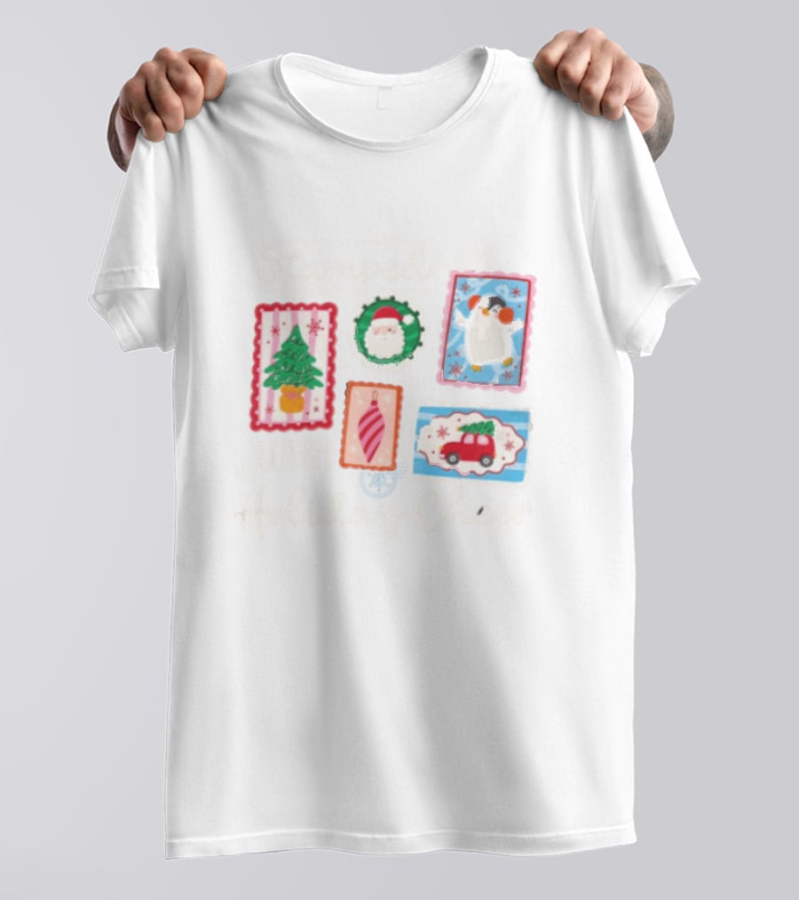 Stamped With Holiday Cheer Christmas Tree Santa Penguin Car T-Shirt