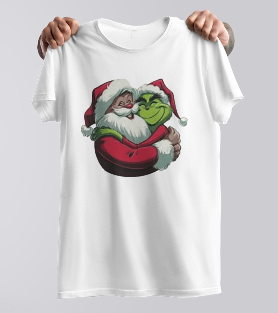 Grinch And Santa Embrace Christmas Magnet T-Shirt