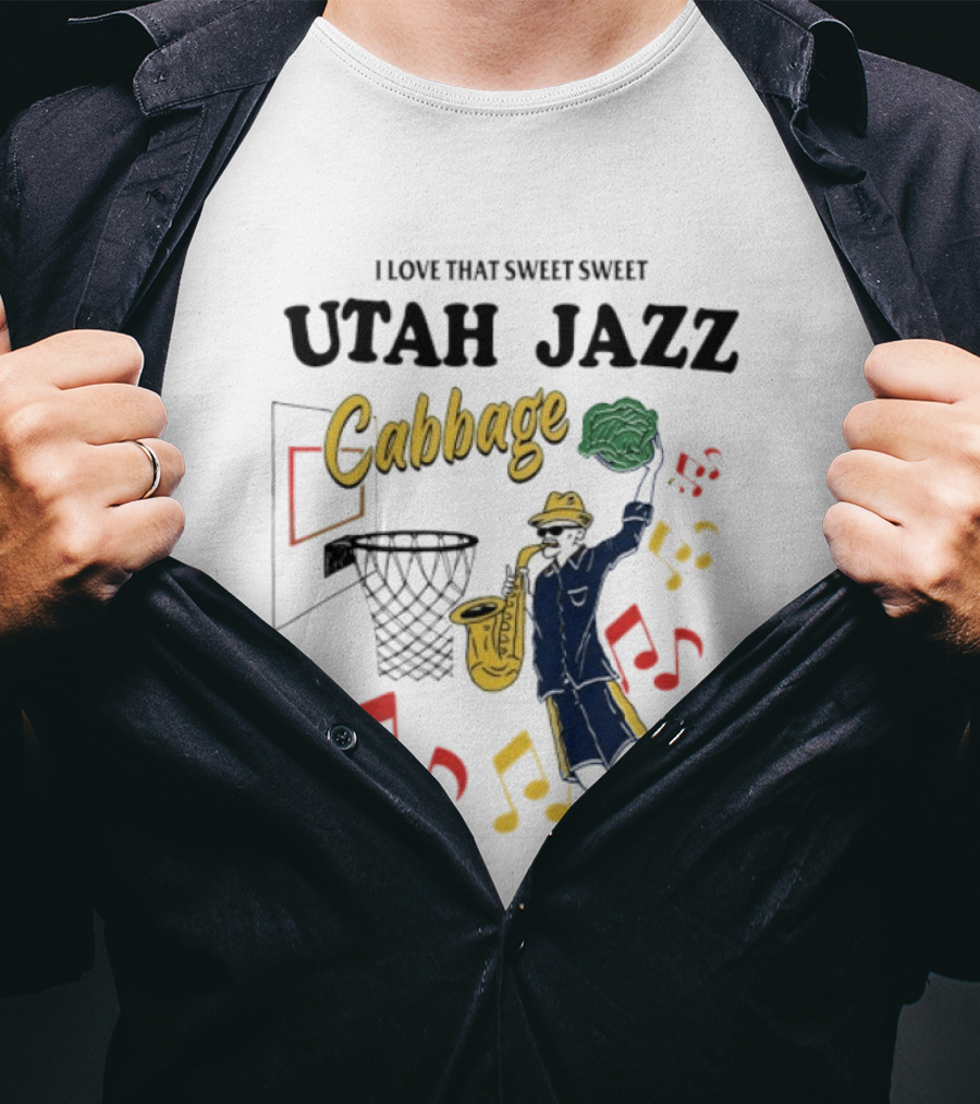 I Love That Sweet Sweet Utah Jazz Cabbage Basketball Music Notes Player T-Shirt