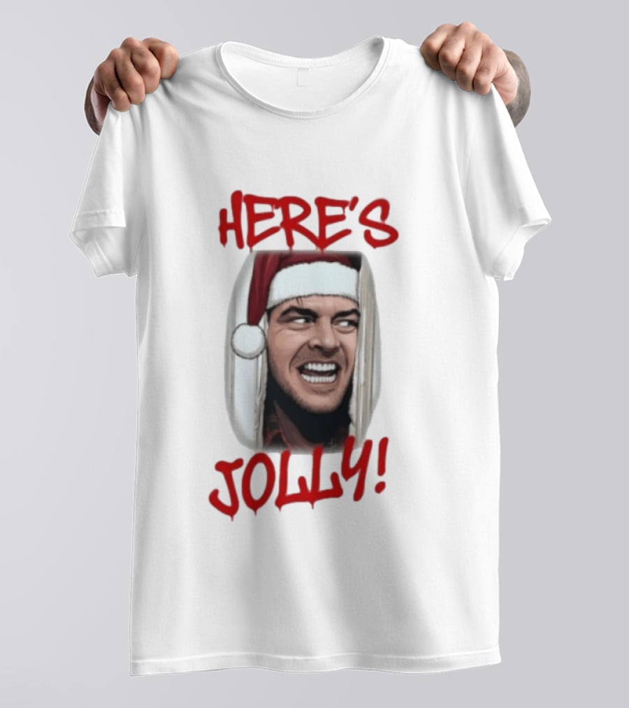 Jack Nicholson Here's Jolly Christmas Horror Santa Hat T-Shirt