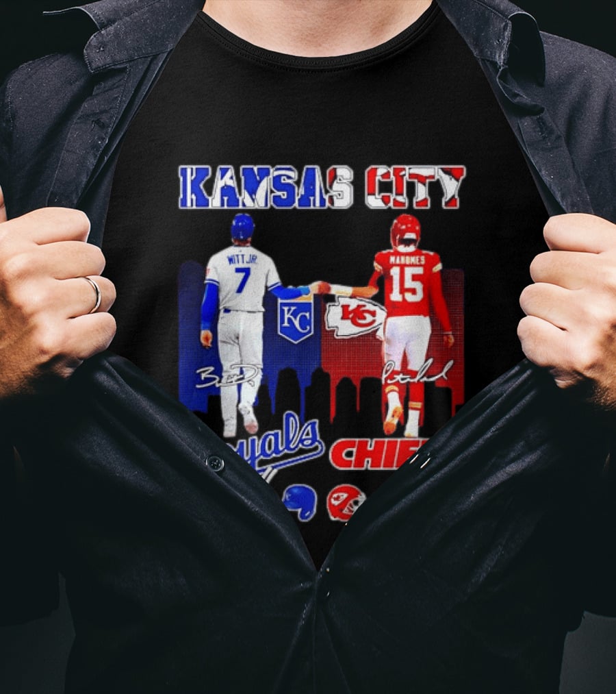 Kansas City Royals And Chiefs Bobby Witt Jr Patrick Mahomes NFL MLB All Season Sundays T-Shirt