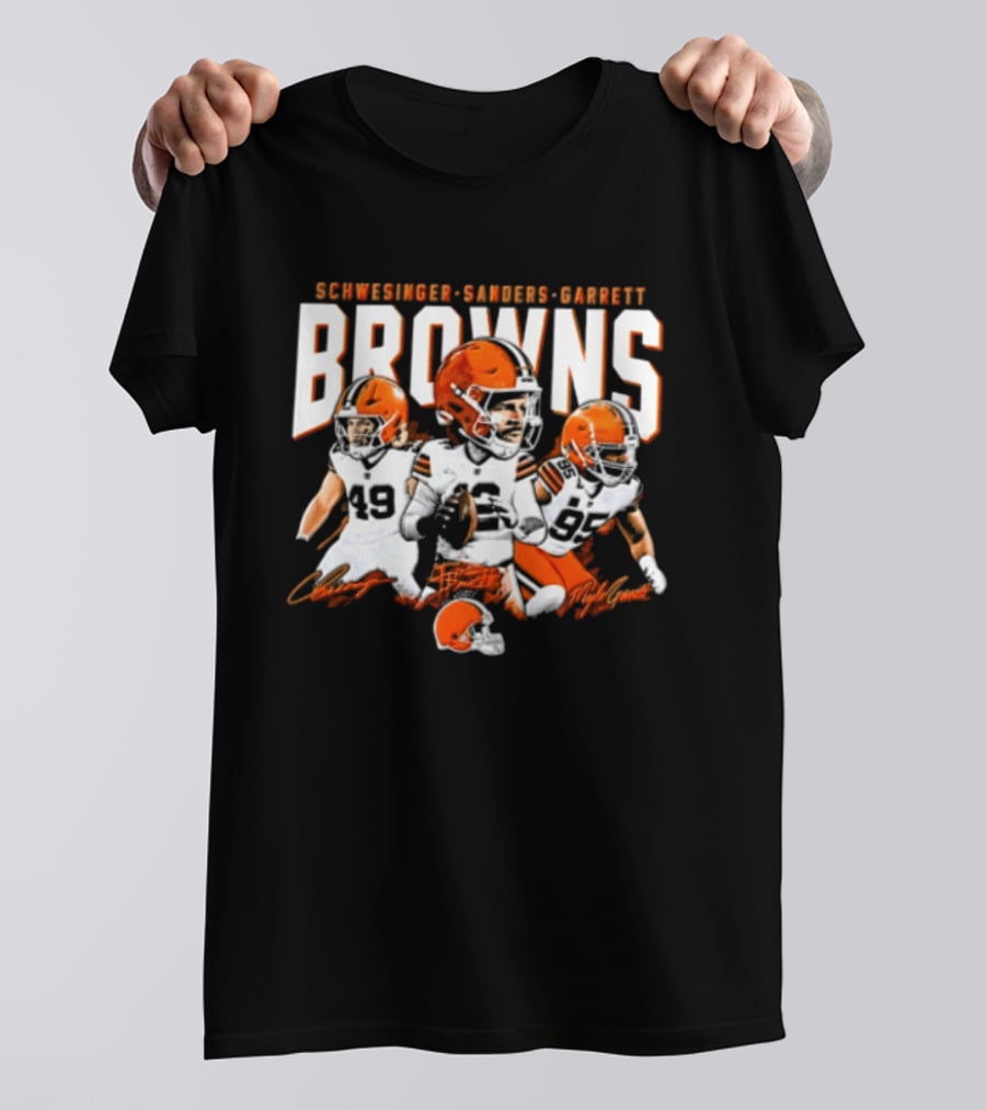 Browns Schwesinger Sanders Garrett Caricature 49 12 95 T-Shirt
