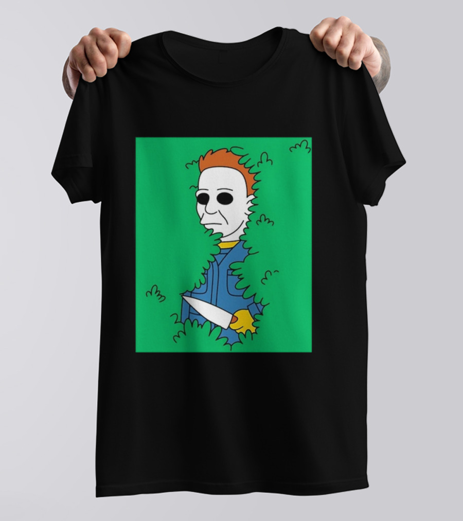 Michael Myers Halloween Bushes Knife Humor T-Shirt