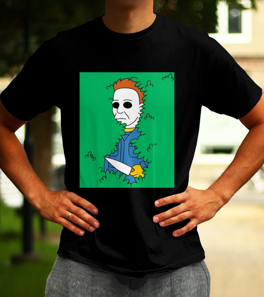 Michael Myers Halloween Bushes Knife Humor T-Shirt