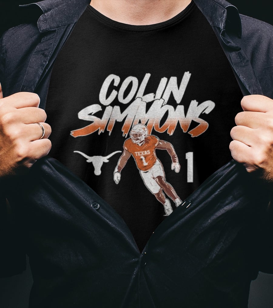 Texas Longhorns Football Colin Simmons Number 1 Pose T-Shirt