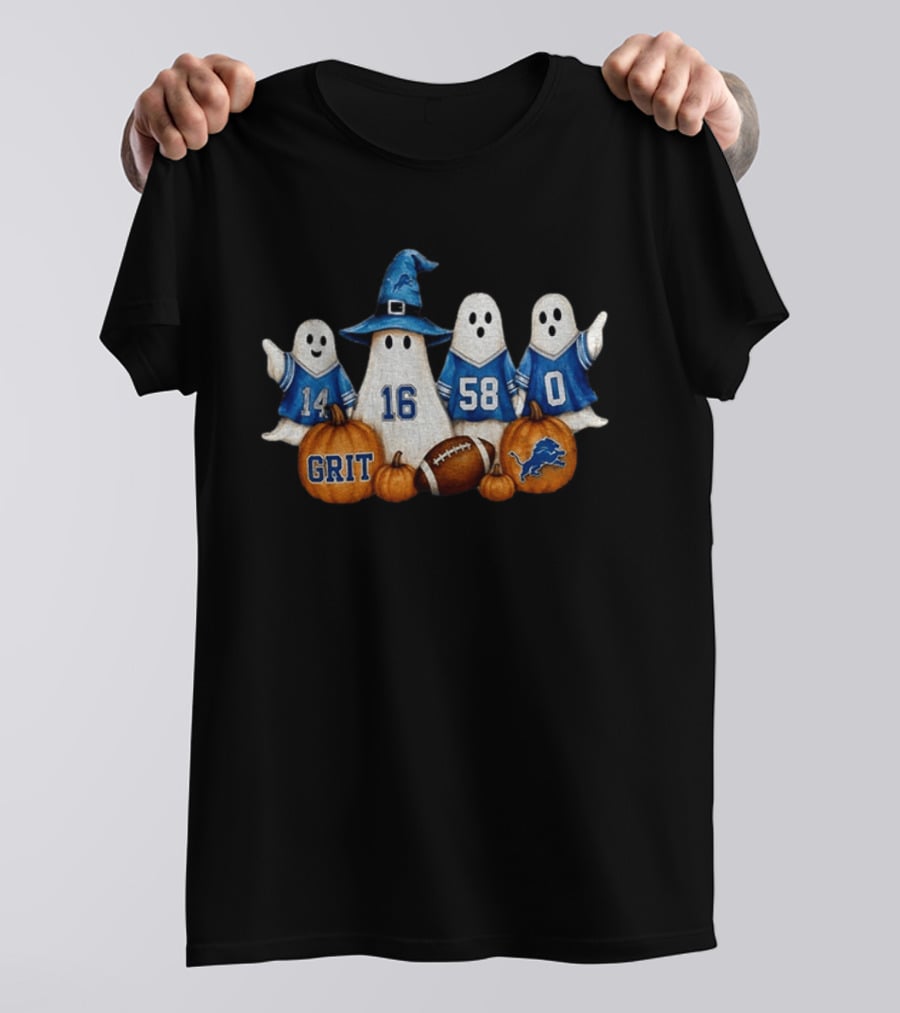 Detroit Lions Halloween Ghost Grit Football 2026 T-Shirt