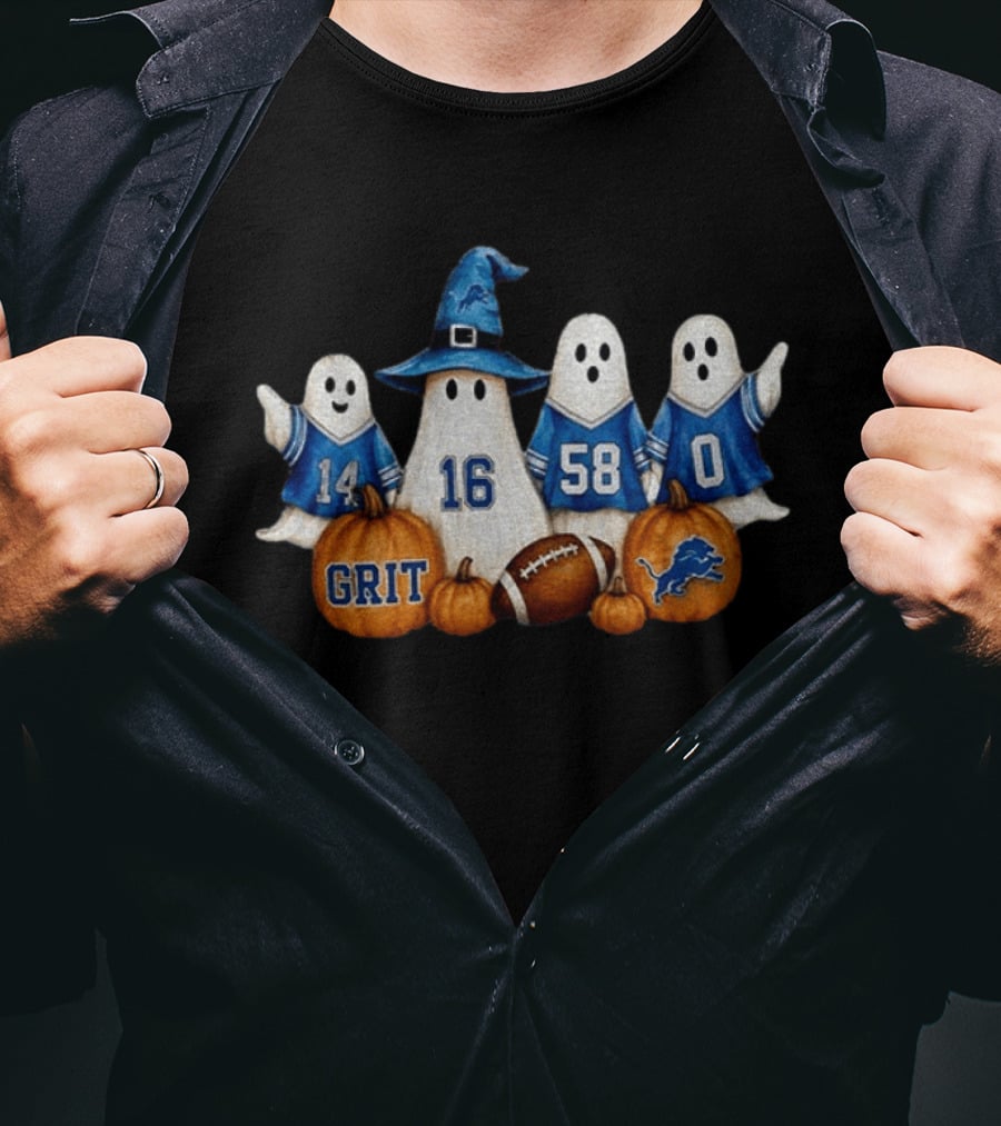 Detroit Lions Halloween Ghost Grit Football 2026 T-Shirt