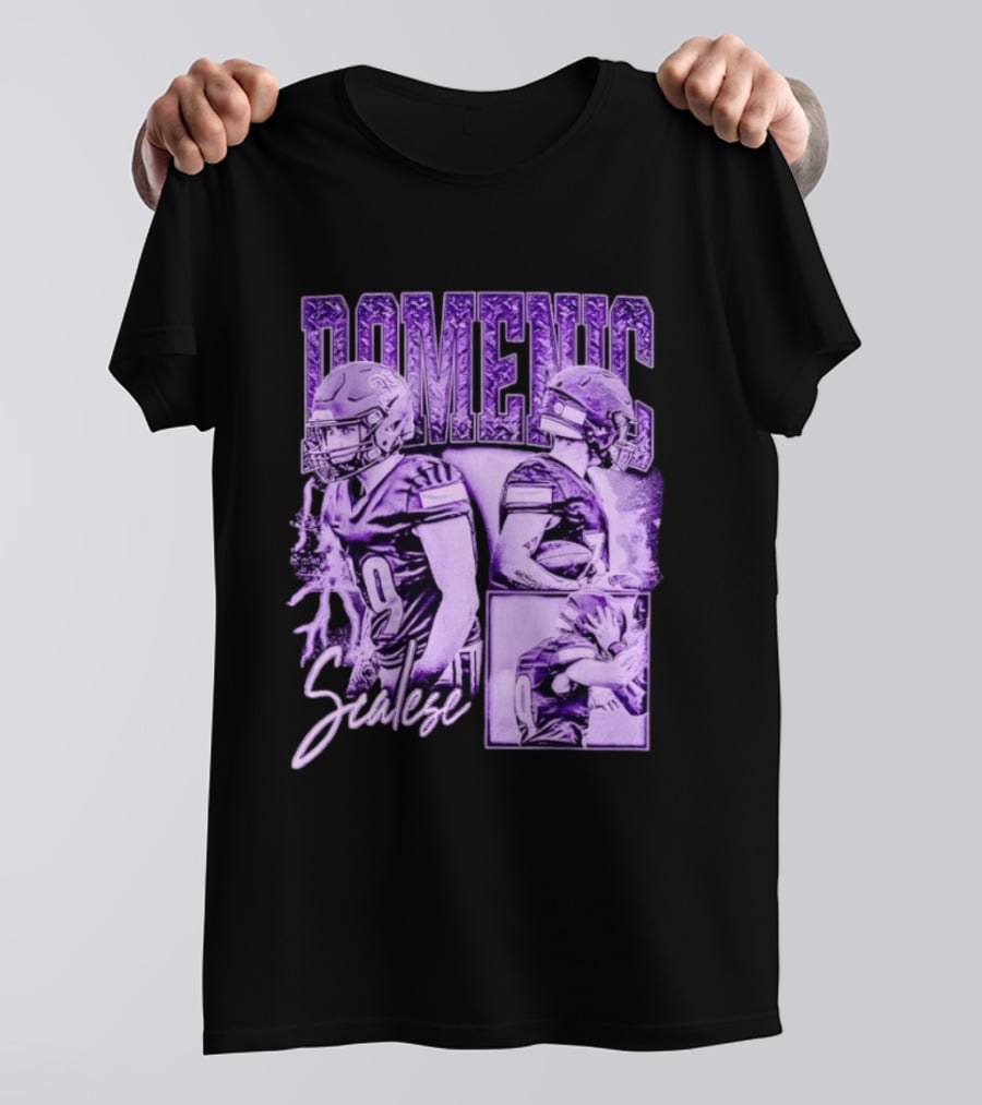 Domenic Scalese Number 9 Football Player Purple Sports Collage T-Shirt