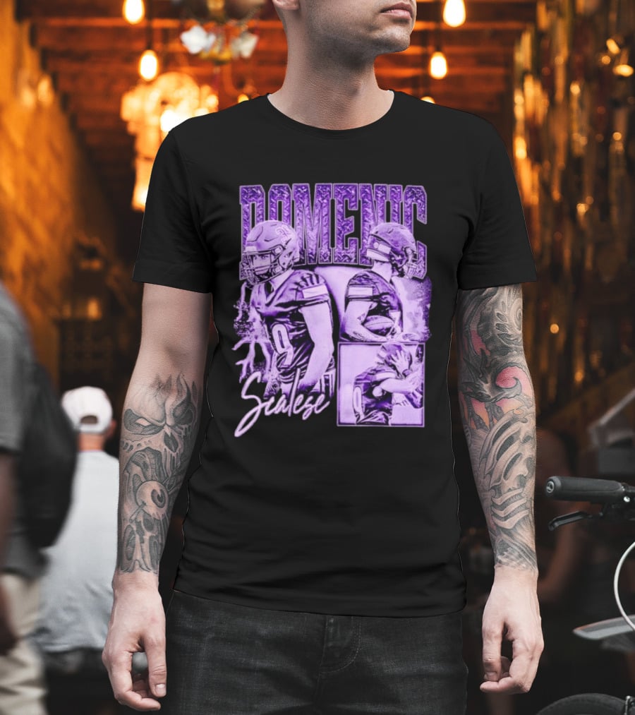 Domenic Scalese Number 9 Football Player Purple Sports Collage T-Shirt