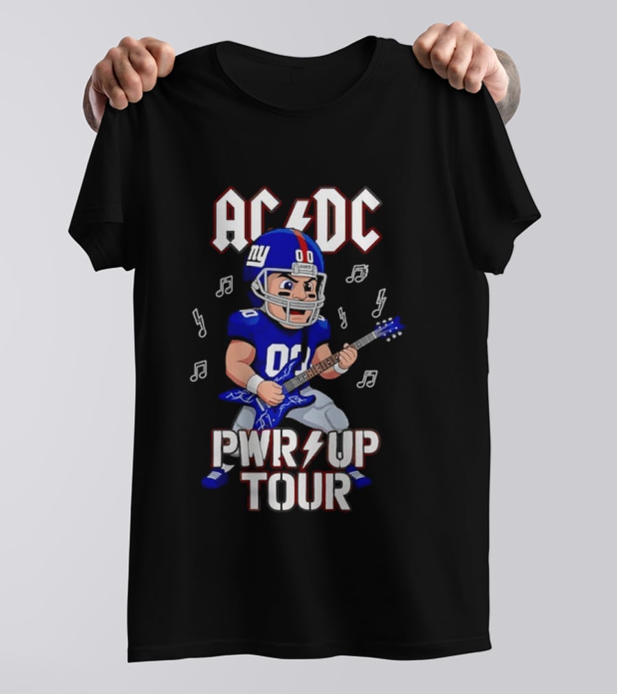 New York Giants AC DC Pwr Up Tour Football Player Rock Music Fusion T-Shirt