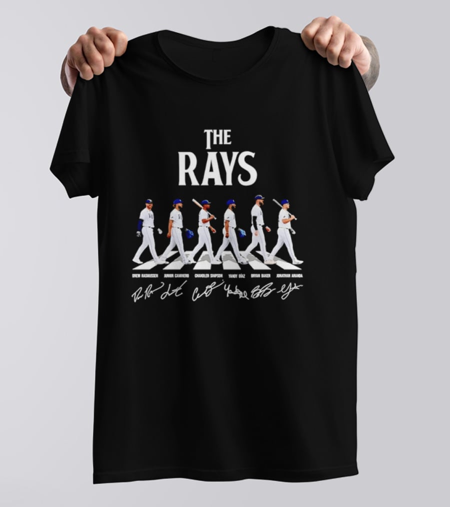 The Rays Drew Rasmussen Junior Caminero Chandler Simpson Yandy Díaz Bryan Baker Jonathan Aranda Abbey Road Baseball Players T-Shirt