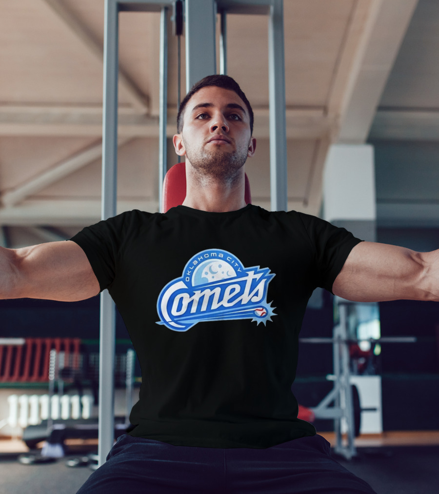 Oklahoma City Comets Baseball Team Moon And Star Baseball T-Shirt