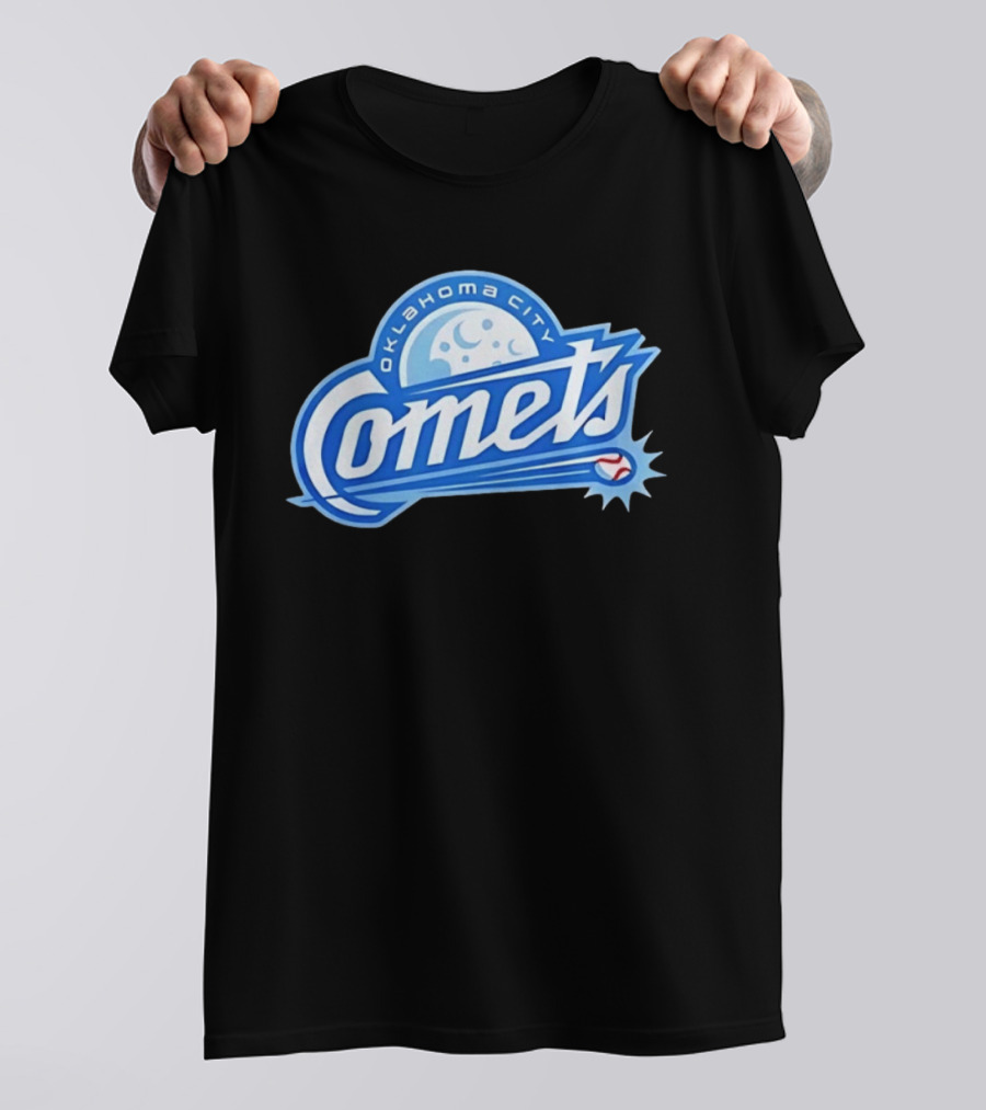 Oklahoma City Comets Baseball Team Moon And Star Baseball T-Shirt