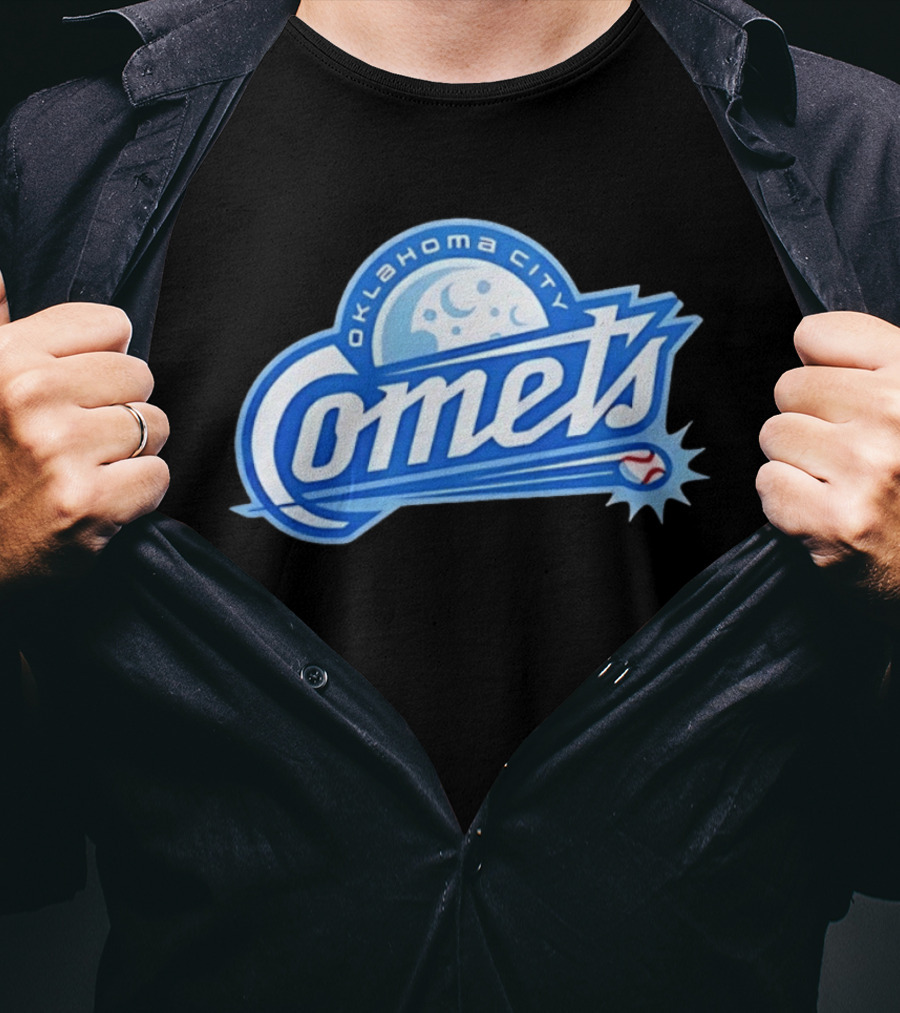 Oklahoma City Comets Baseball Team Moon And Star Baseball T-Shirt