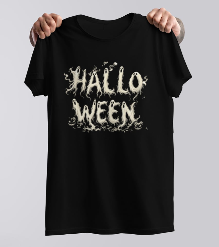 Halloween Ghostly Pumpkins Bats Dark Spooky Night T-Shirt