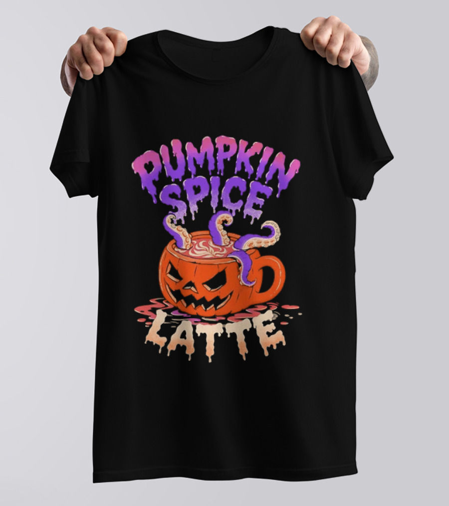 Pumpkin Spice Latte Tentacles Halloween Jack O' Lantern T-Shirt