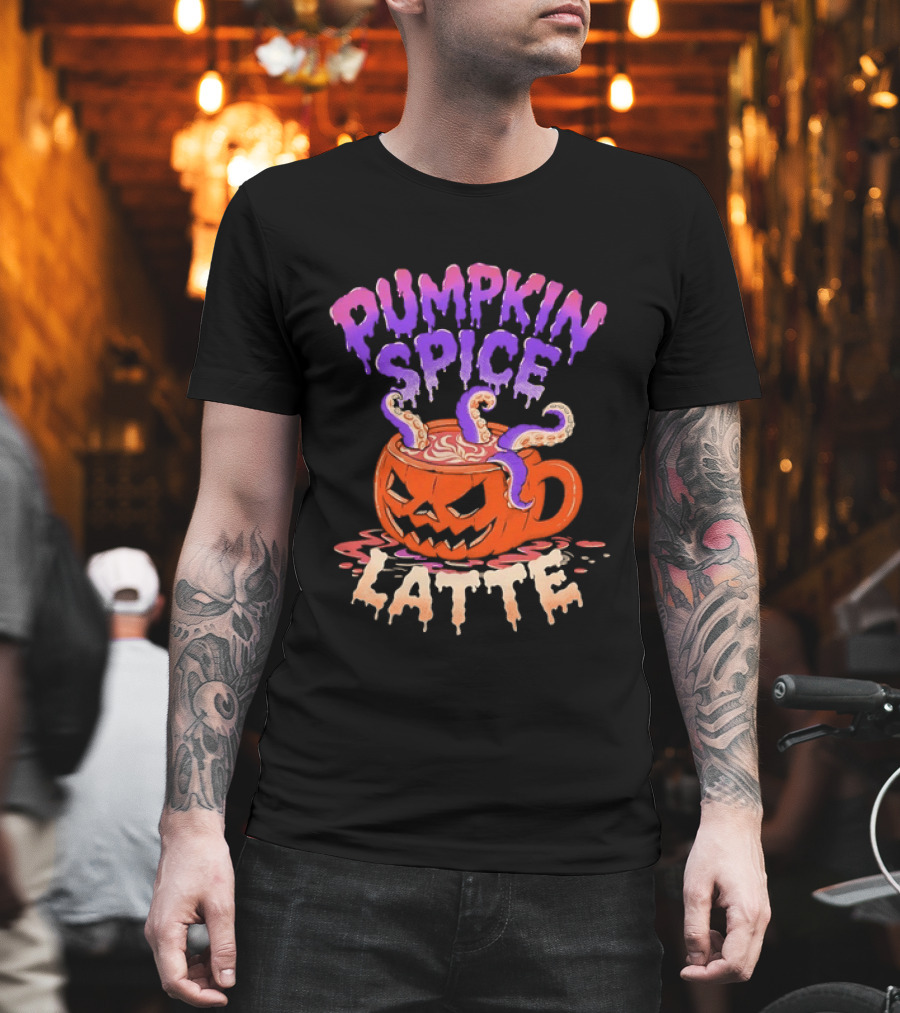 Pumpkin Spice Latte Tentacles Halloween Jack O' Lantern T-Shirt