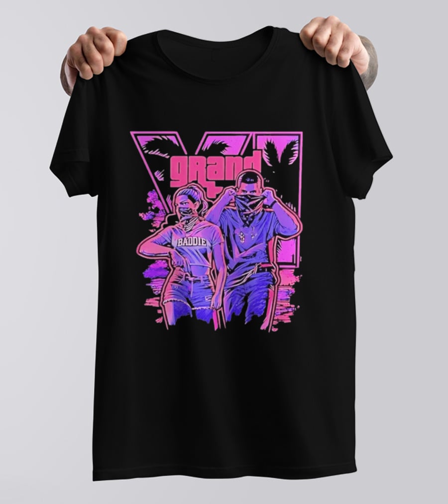 Grand Baddie Couple Neon Vibes Streetwear T-Shirt