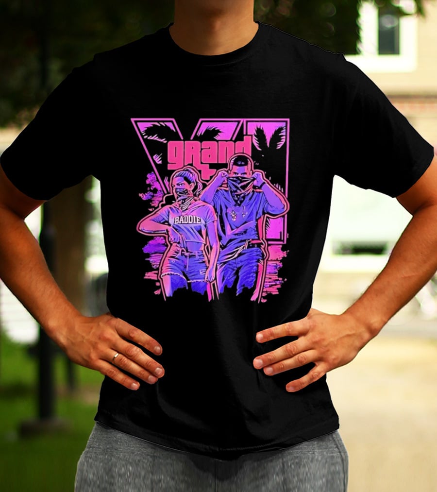 Grand Baddie Couple Neon Vibes Streetwear T-Shirt