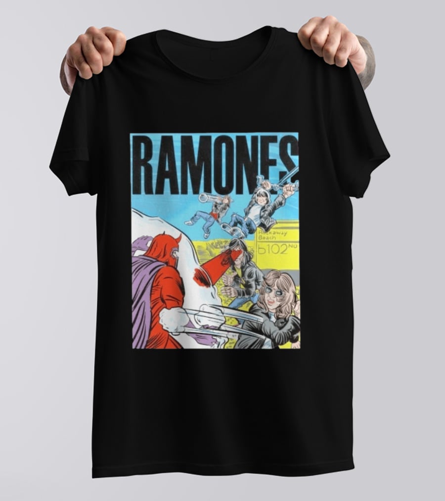 Ramones Rockaway Beach Comic Jack Kirby Style 102nd Street T-Shirt