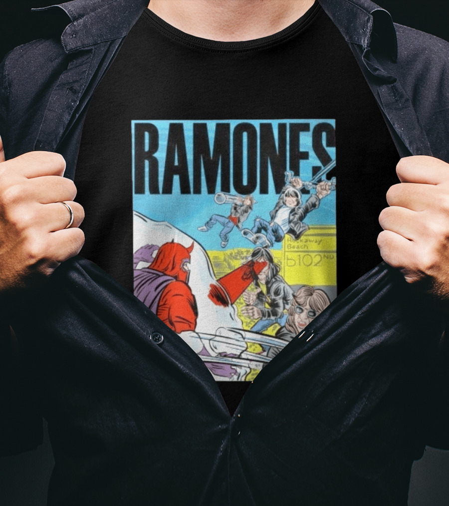 Ramones Rockaway Beach Comic Jack Kirby Style 102nd Street T-Shirt