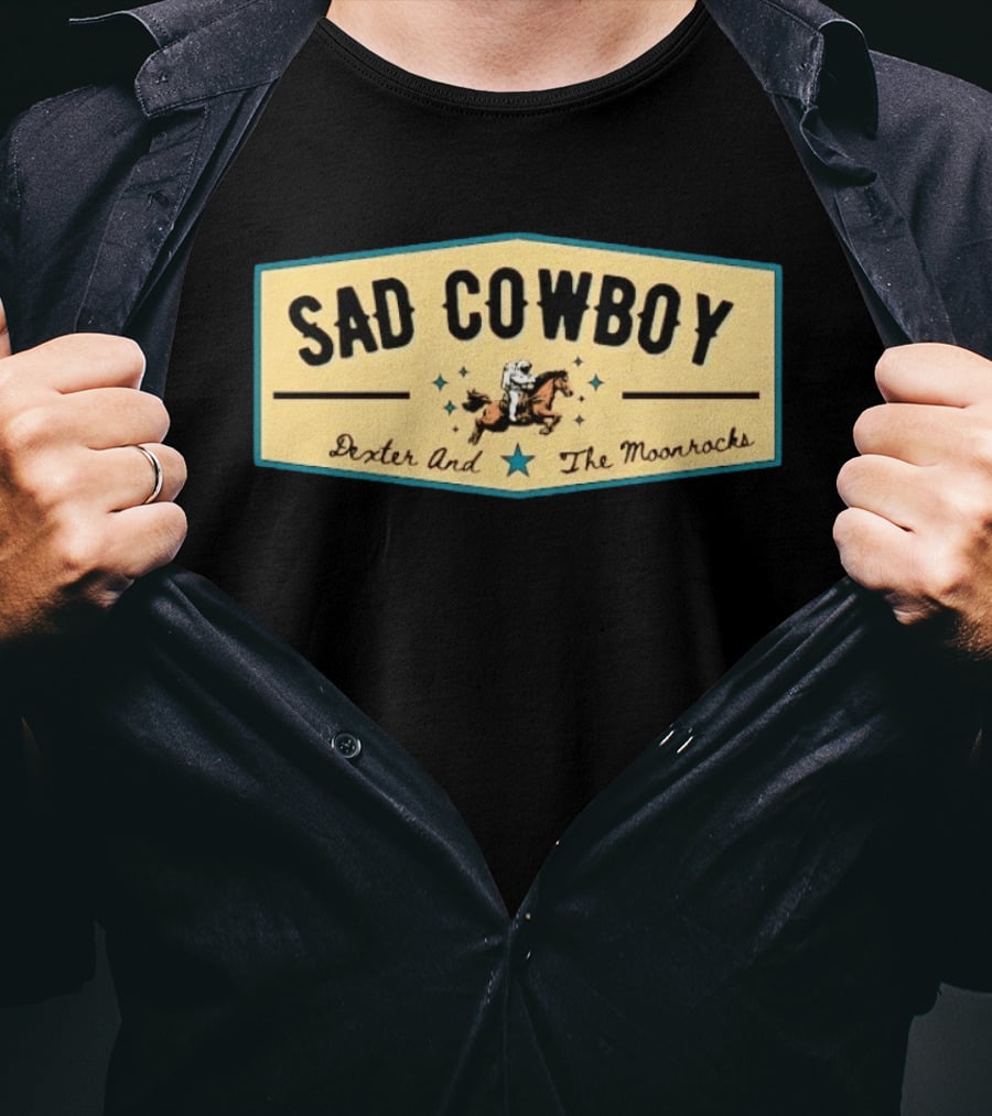 Sad Cowboy Dexter And The Moonrocks Vintage Country Rock Astronaut Horse Riding T-Shirt