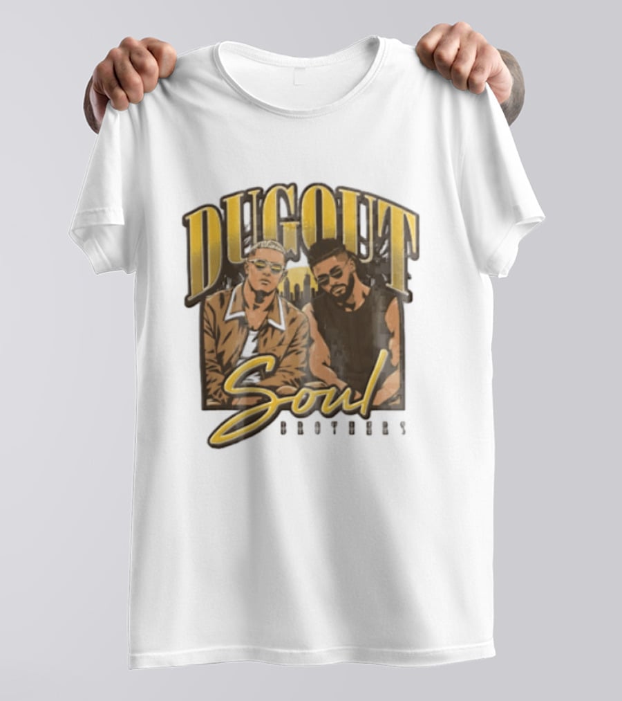Dugout Soul Brothers Two Men Wearing Sunglasses City Skyline T-Shirt