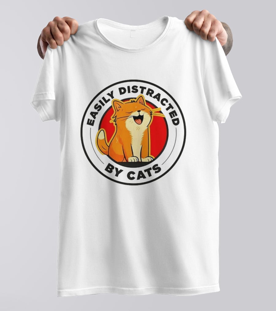 Easily Distracted By Cats Cute Kitten Lover T-Shirt
