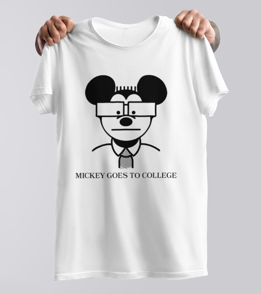 Mickey Goes To College Disney Retro Nerd Glasses T-Shirt