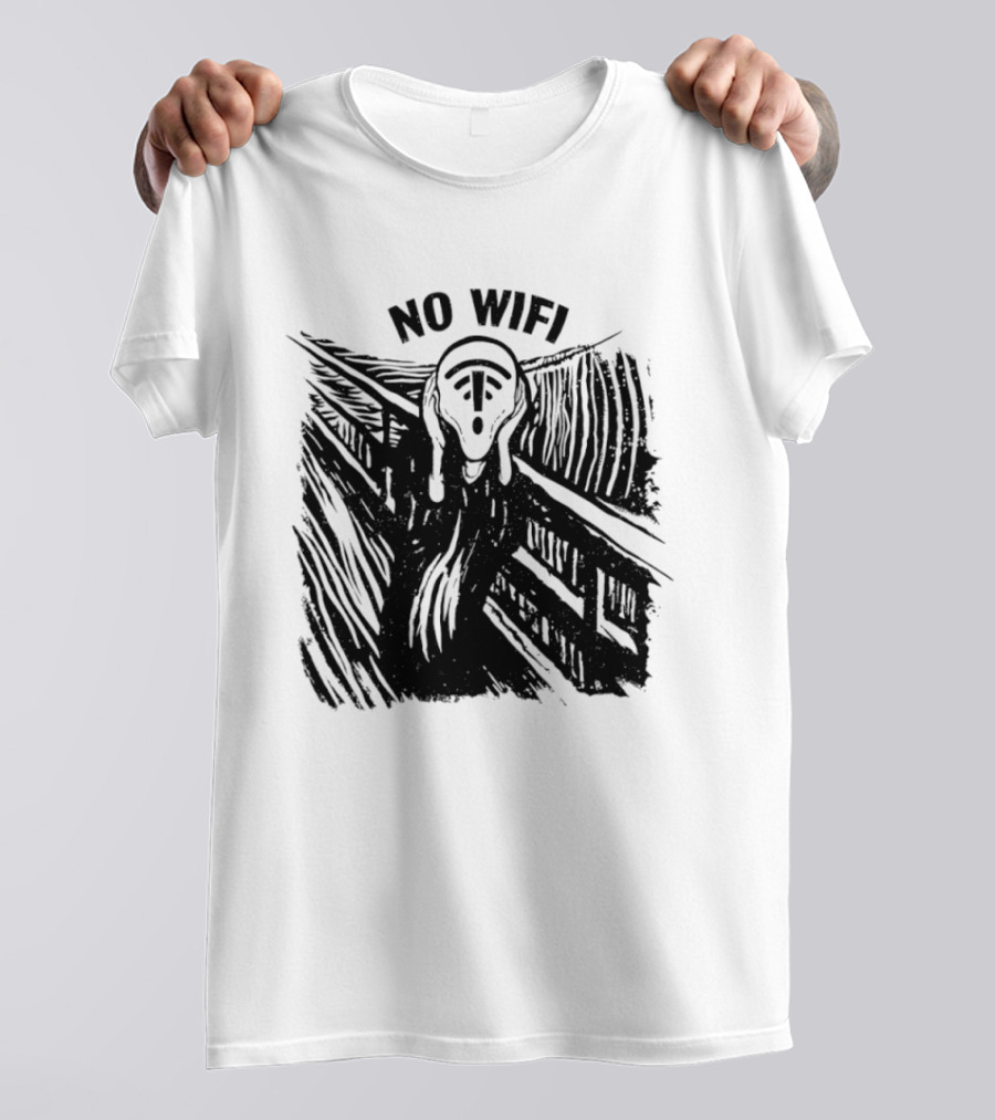 No WiFi The Scream Edvard Munch Network Signal T-Shirt