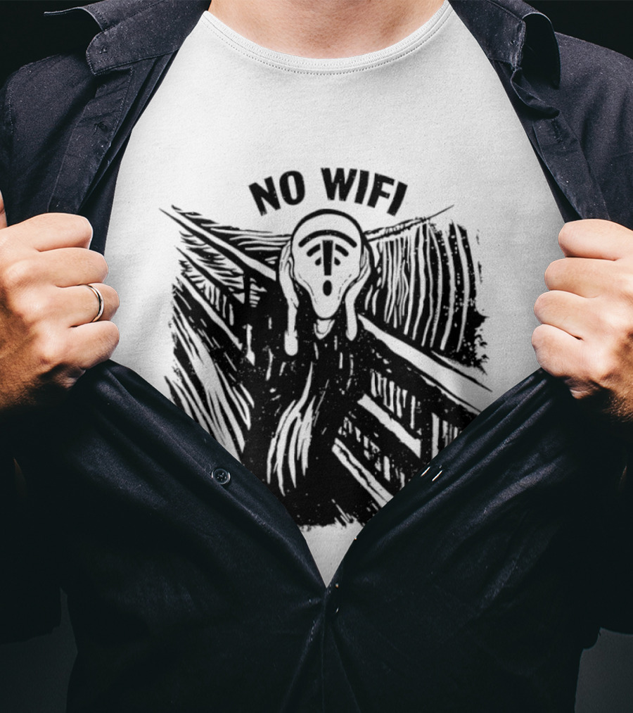 No WiFi The Scream Edvard Munch Network Signal T-Shirt
