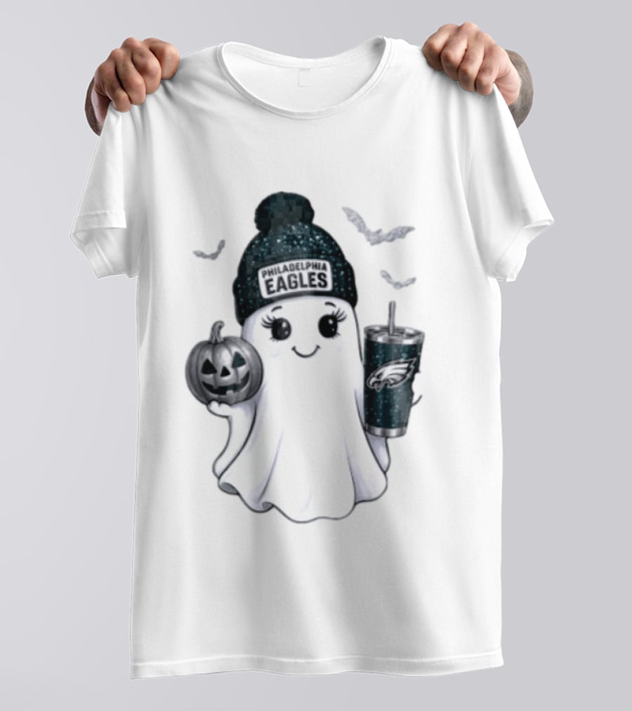 Philadelphia Eagles Beanie Ghost With Pumpkin And Bats T-Shirt