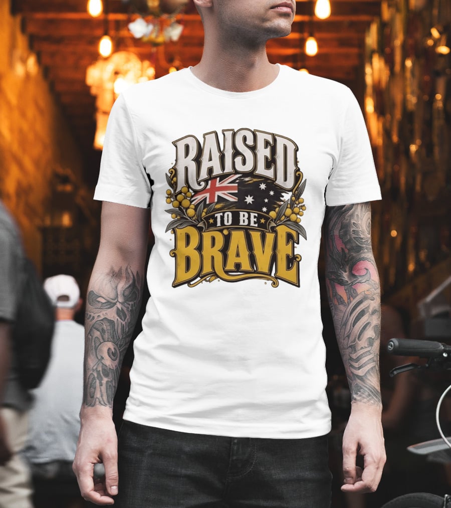 Raised To Be Brave Australian Flag With National Pride And Floral T-Shirt