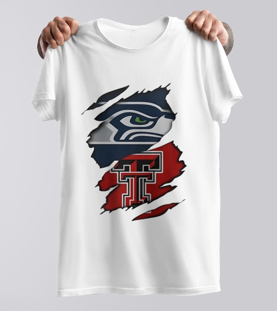 Seattle Seahawks Texas Tech Red Raiders Ripped T-Shirt