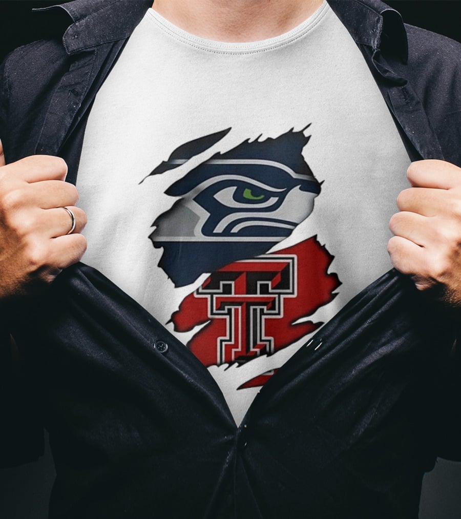 Seattle Seahawks Texas Tech Red Raiders Ripped T-Shirt