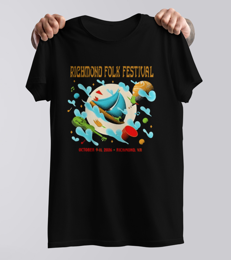 Richmond Folk Festival October 9 11 2026 Richmond VA Music And Food Celebration T-Shirt