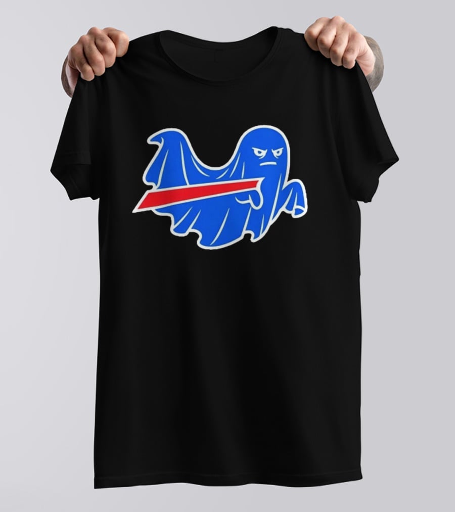Buffalo Bills Ghost Mascot Emblem With Red T-Shirt