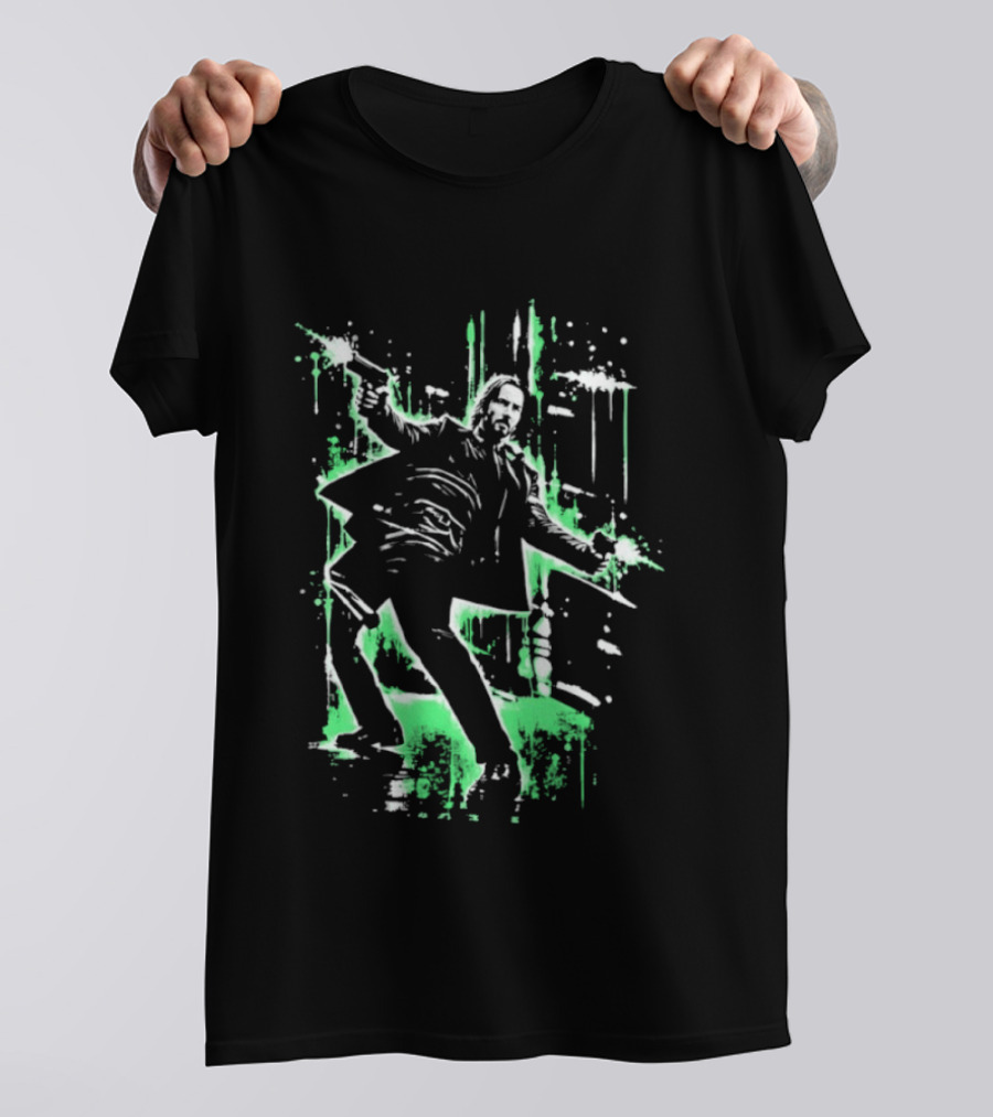 Keanu Reeves John Wick Action Paint Splatter T-Shirt