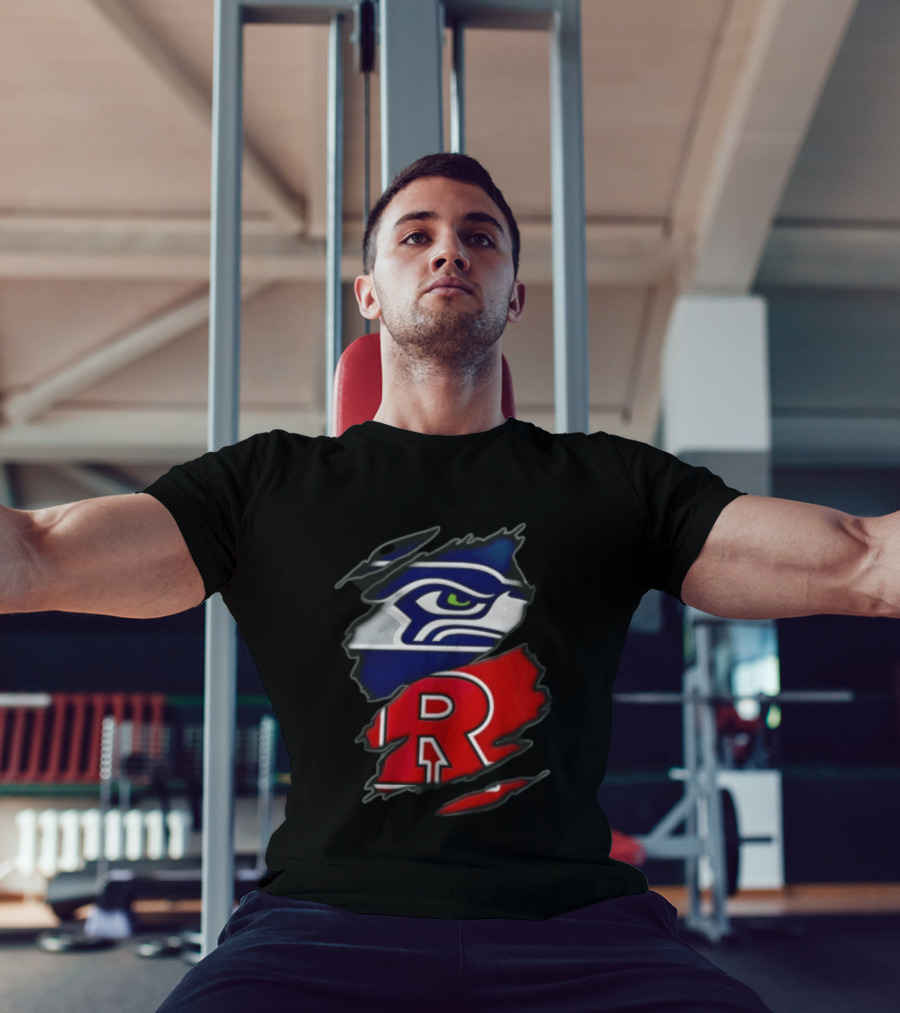 Seattle Seahawks Ripped Fabric Reveal With Rutgers Scarlet Knights T-Shirt