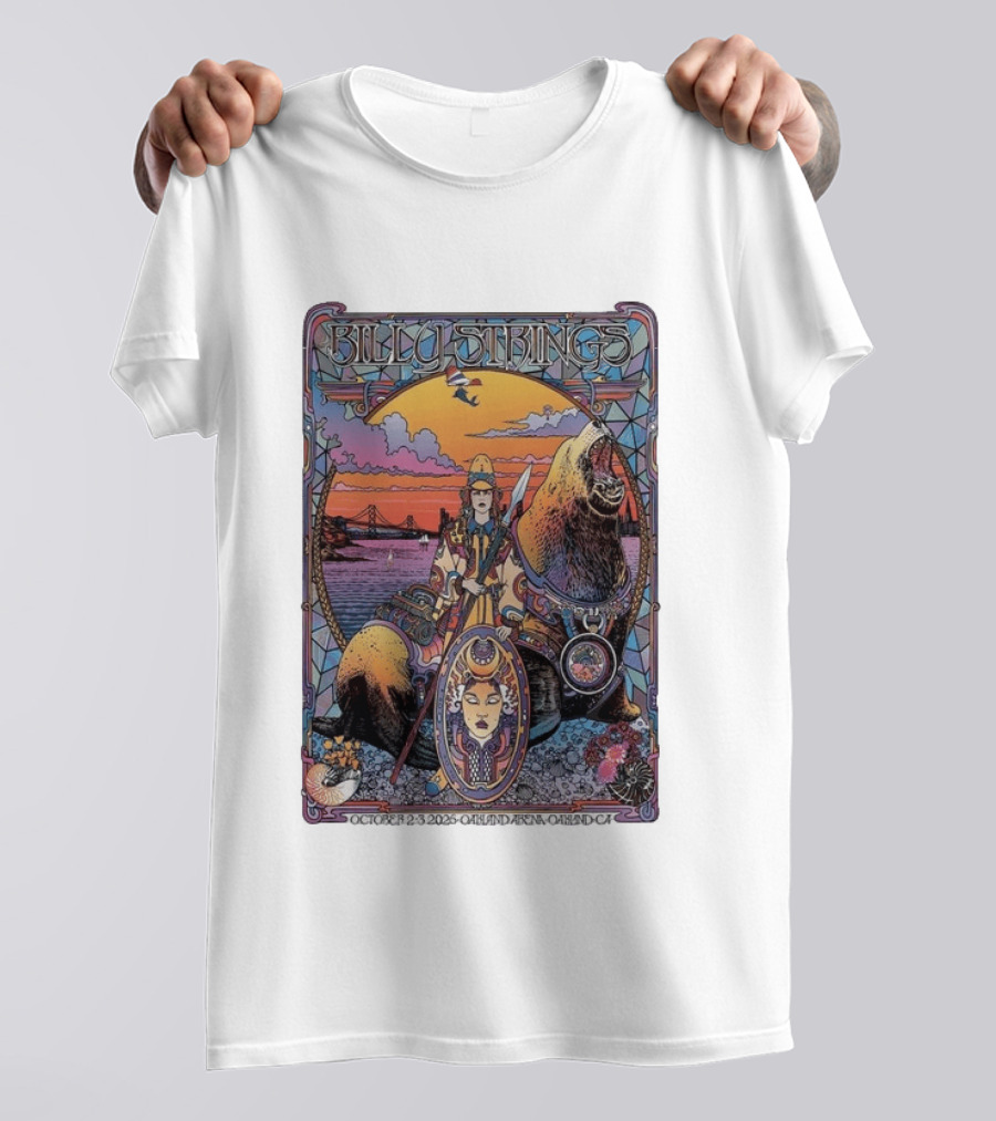 Billy Strings October 2 3 2026 Oakland Arena Vibrant Seal And Bay Bridge T-Shirt