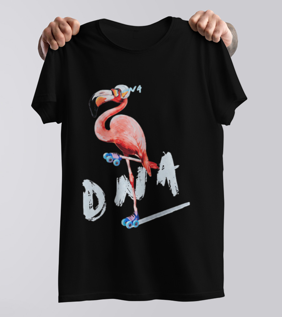 DNA Flamingo Roller Skates Fun Night T-Shirt