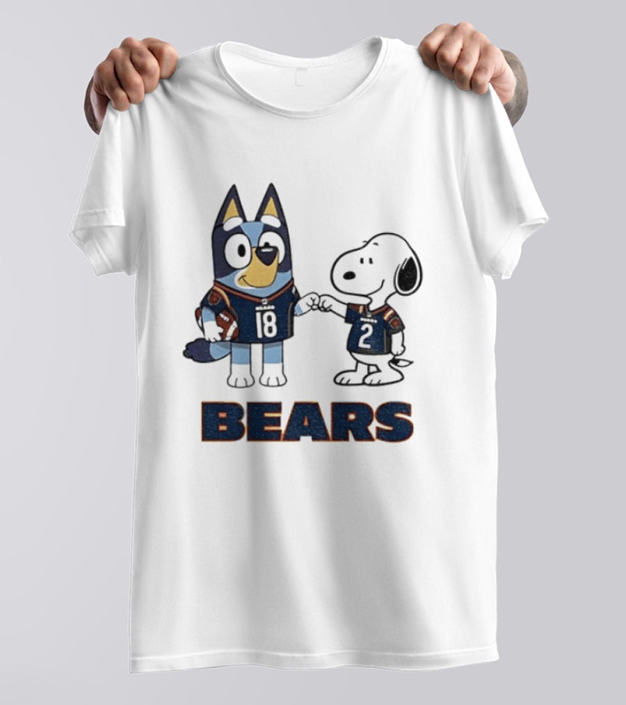 Bluey And Snoopy Chicago Bears Football Team Friends T-Shirt